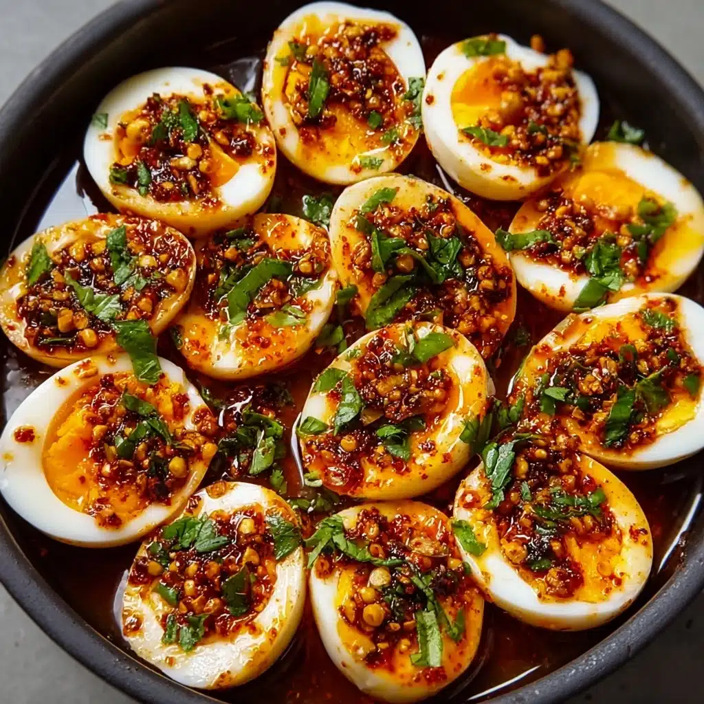 Spicy Chili Garlic Deviled Eggs Recipe with a Fiery Kick Recipe - Recipe Image