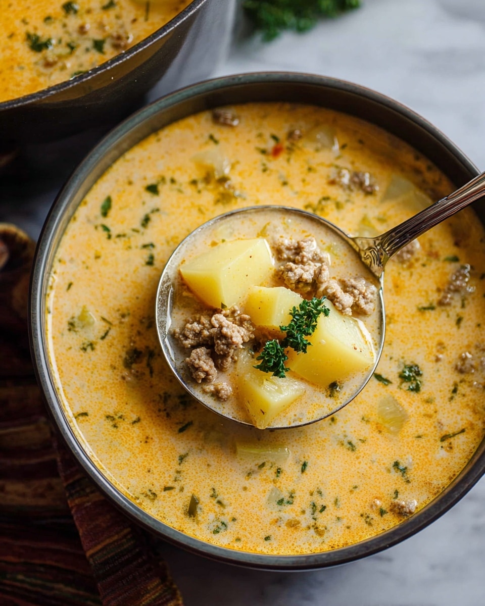 Cheesy Beef and Potato Soup Recipe