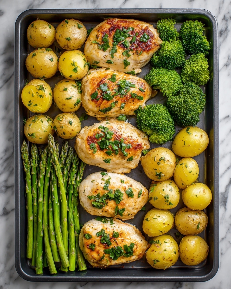 Sheet Pan Garlic Butter Chicken and Veggies Recipe - Recipe Image