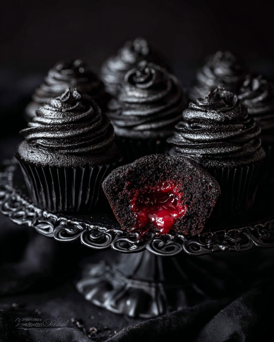 Low-Carb Black Heart Halloween Cupcakes Recipe