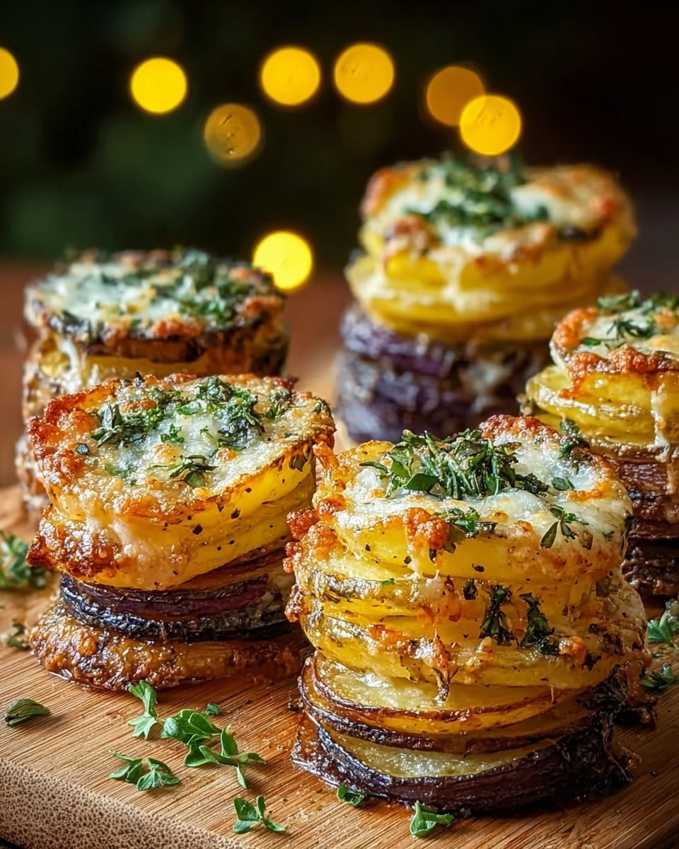 Roasted Garlic Parmesan Potato Stacks Recipe