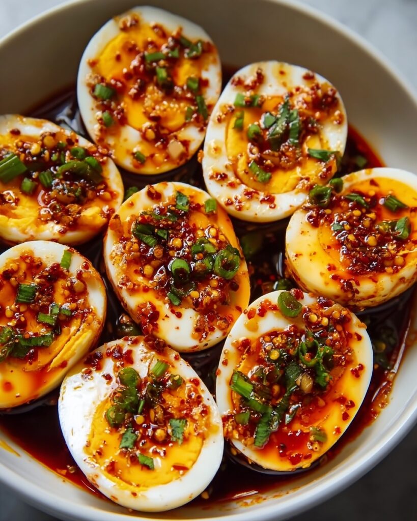 Spicy Chili Garlic Deviled Eggs with a Fiery Kick Recipe