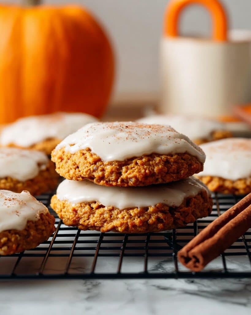 Chewy Pumpkin Oatmeal Cookies with Vanilla Glaze Recipe