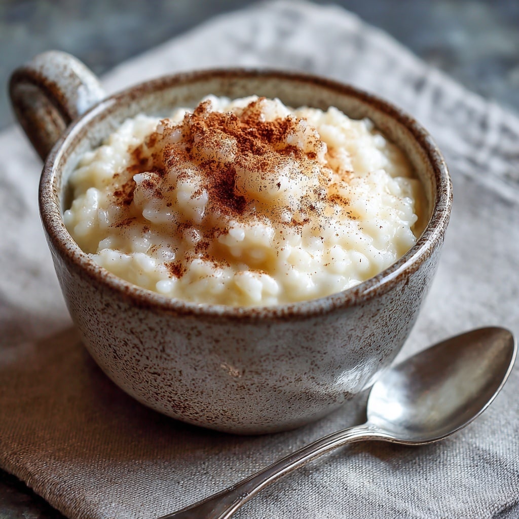 Baked Rice Pudding with Cinnamon, Raisins, and Caramel Drizzle Recipe - Recipe Image