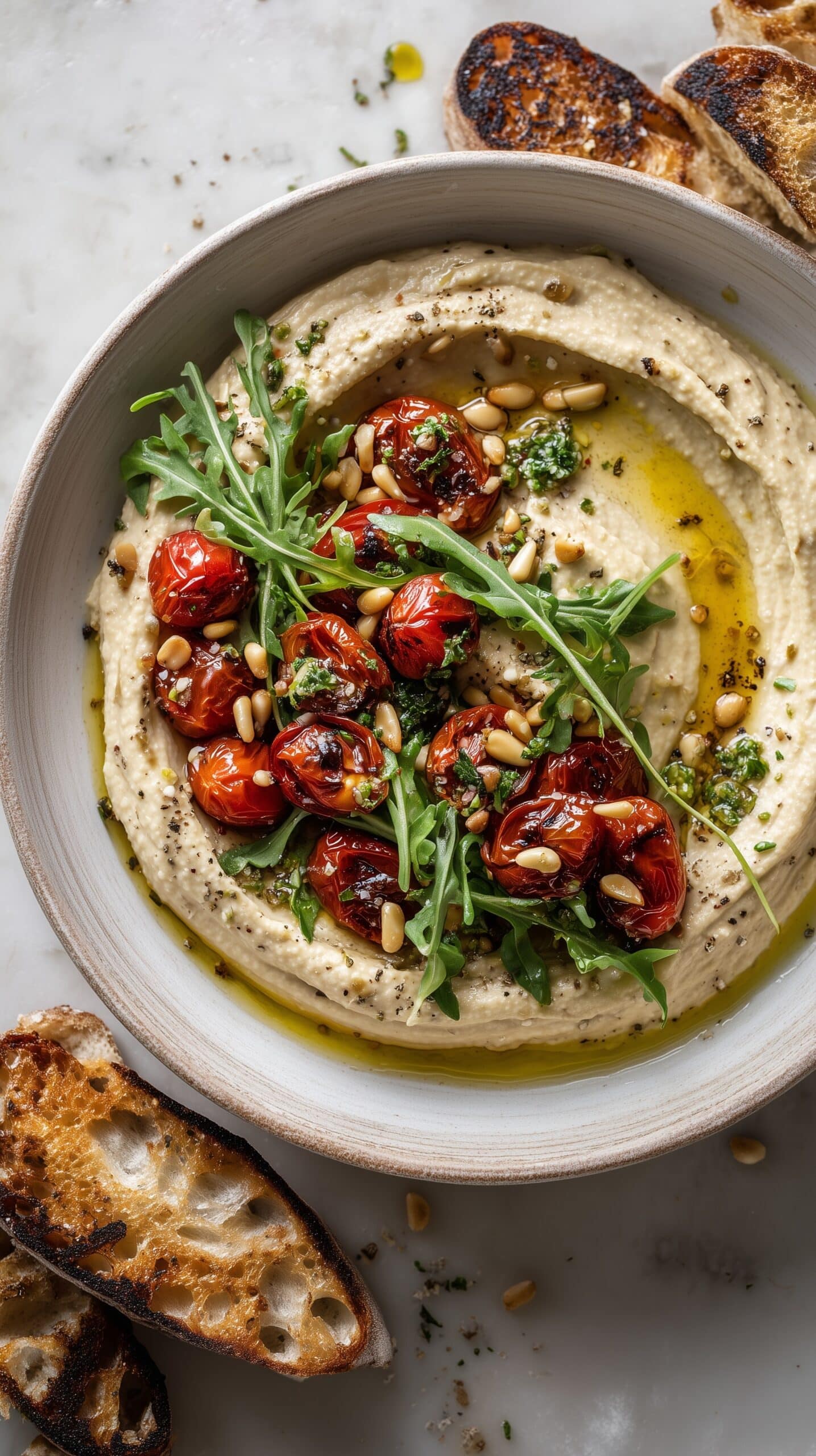 Crispy Roasted Beans and Juicy Tomatoes with Tahini Yogurt and Arugula Recipe