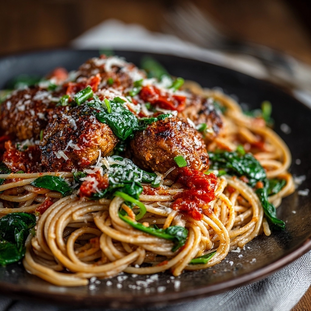 Spaghetti and Spinach with Sun-Dried Tomato Cream Sauce Recipe - Recipe Image