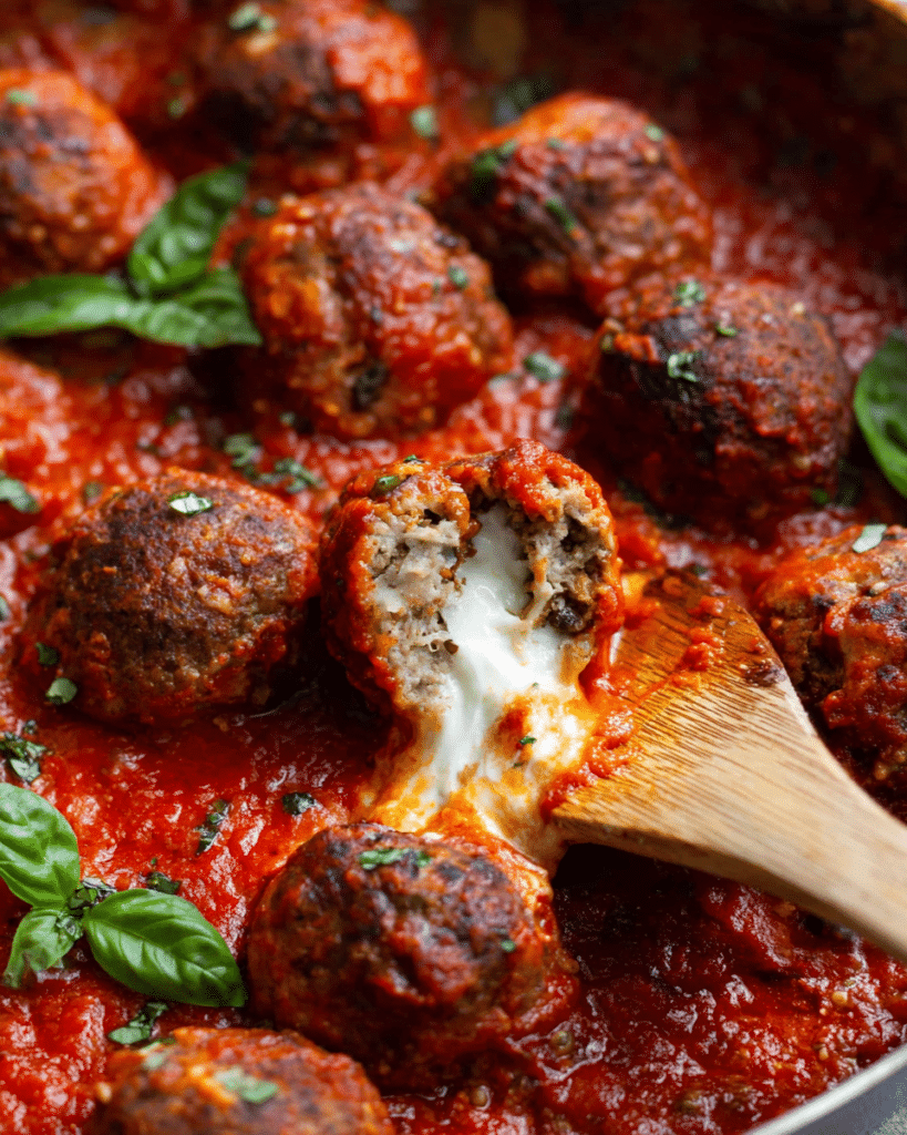 Mozzarella Stuffed Meatballs Recipe
