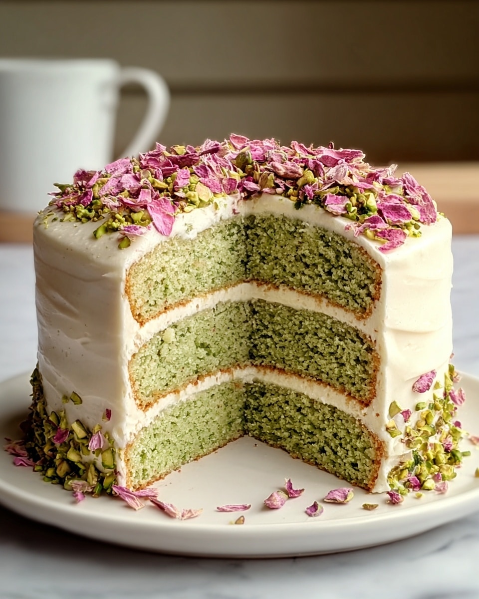 Indulgent Pistachio Rose Milk Cake That Wows Every Bite Recipe - Recipe Image