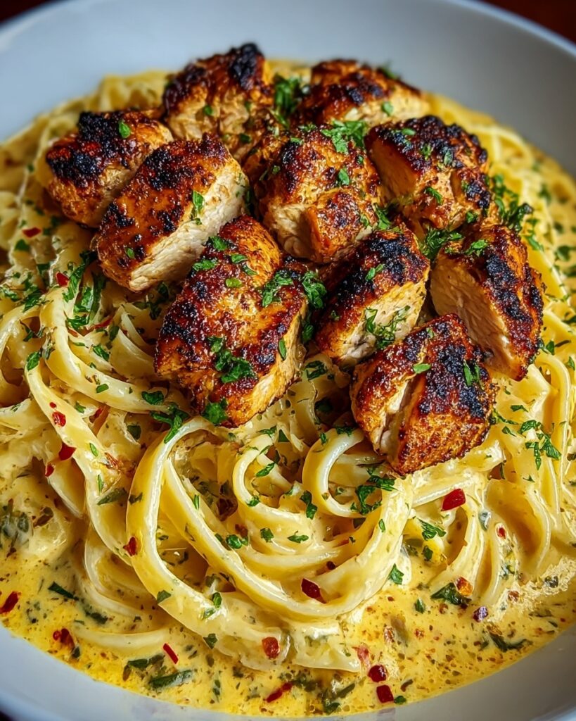 Indulgent Creamy Mozzarella Chicken Linguine in Garlic Cajun Butter Recipe