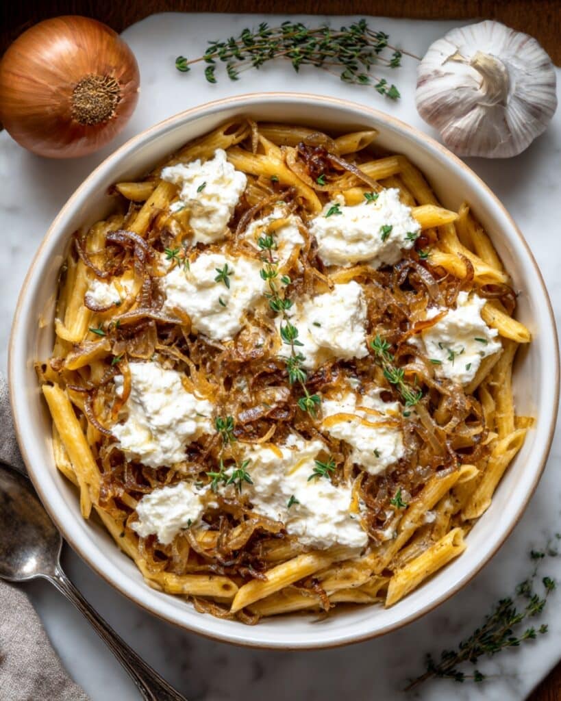 Balsamic Onion & Goat’s Cheese Pasta Bake Recipe