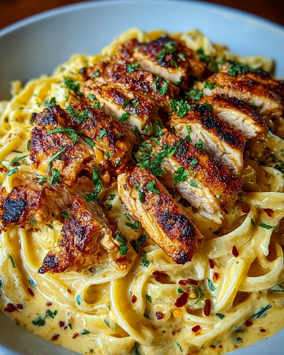 Indulgent Creamy Mozzarella Chicken Linguine in Garlic Cajun Butter Recipe - Recipe Image
