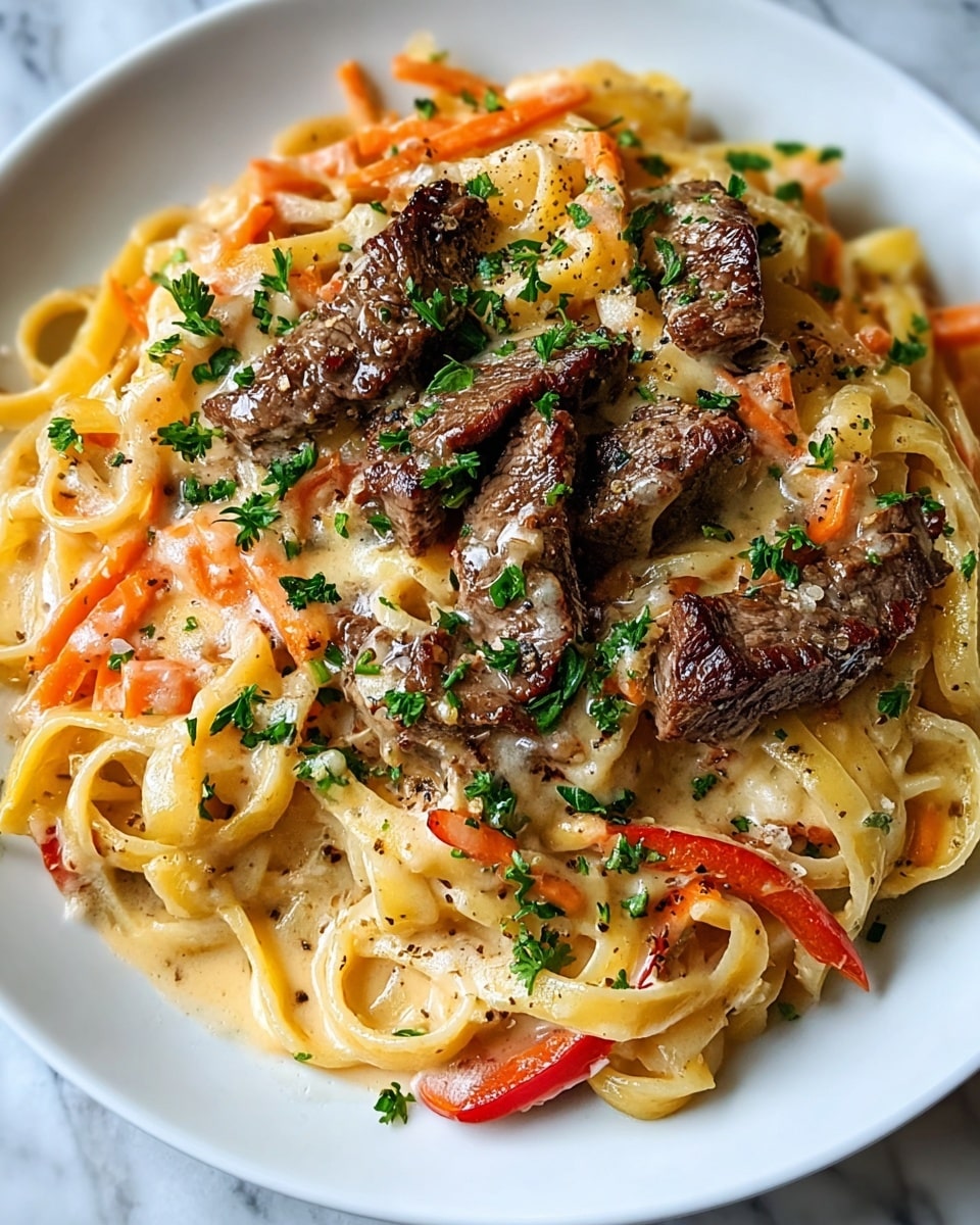 Steak Linguine with Roasted Carrots and Parsley Recipe - Recipe Image