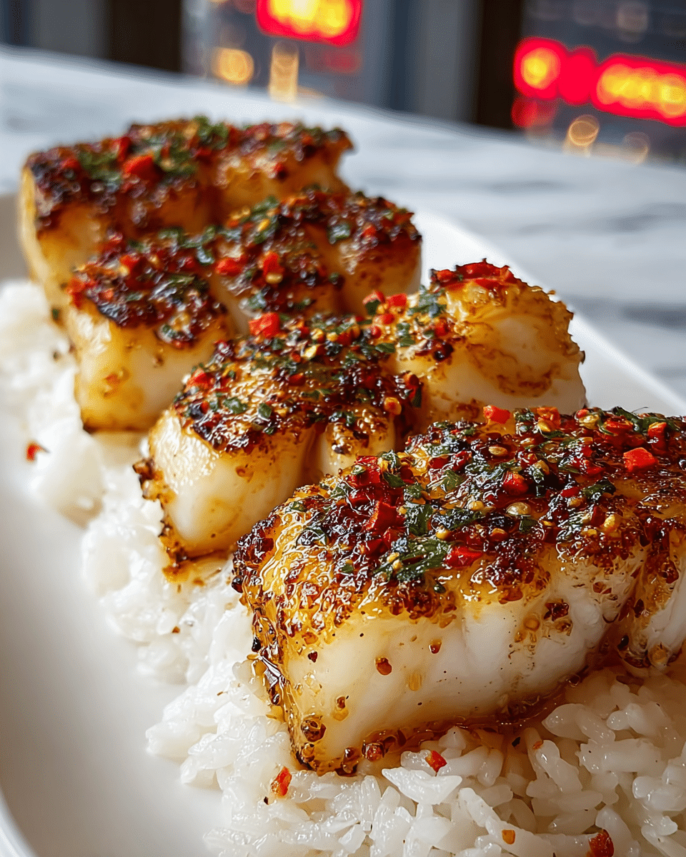 Sweet and Spicy Cod Strips with Jasmine Rice Recipe - Recipe Image