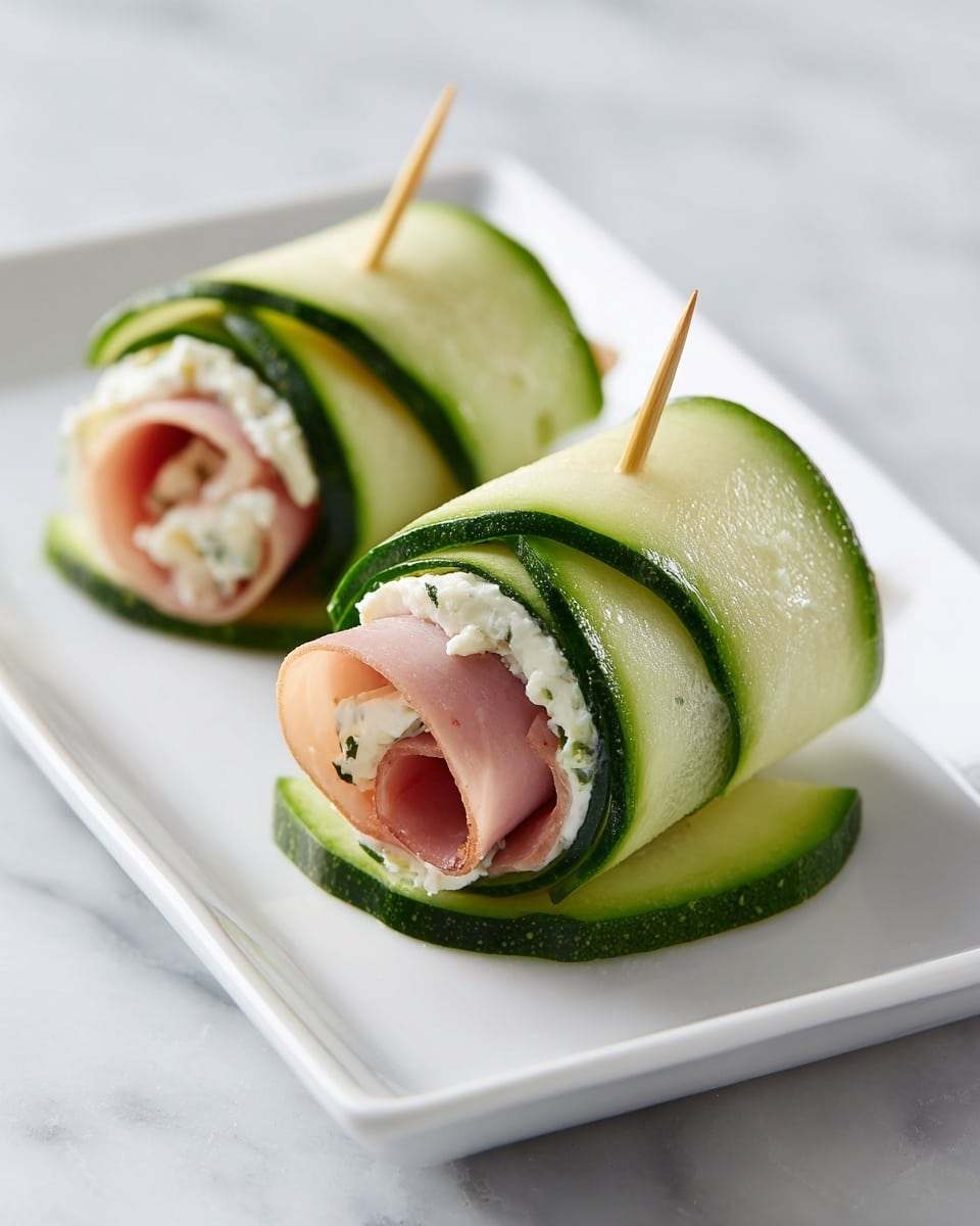 Ham & Cream Cheese Cucumber Rolls Recipe - Recipe Image