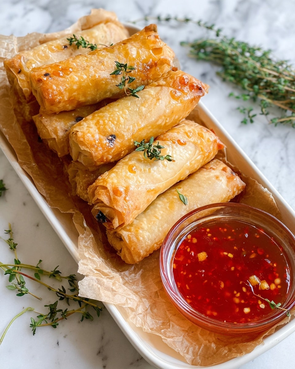 Crispy Baked Feta Rolls with Sweet Chili Dipping Sauce Recipe - Recipe Image