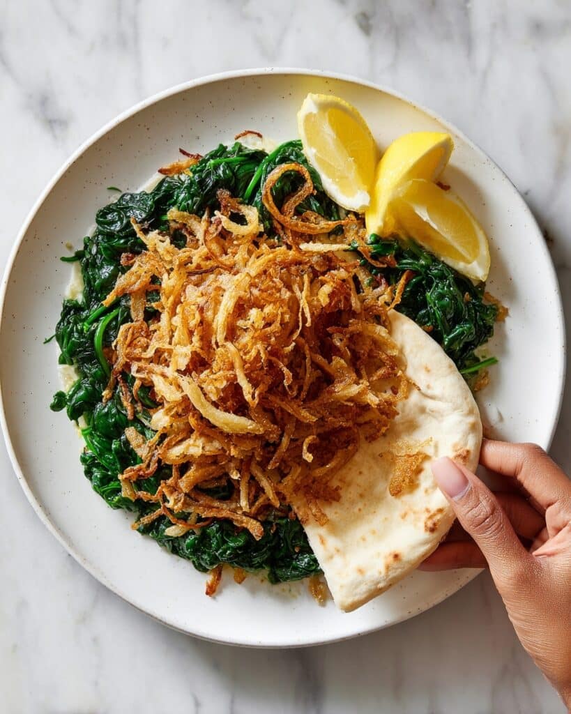 Dandelion Greens with Crispy Fried Onions Recipe