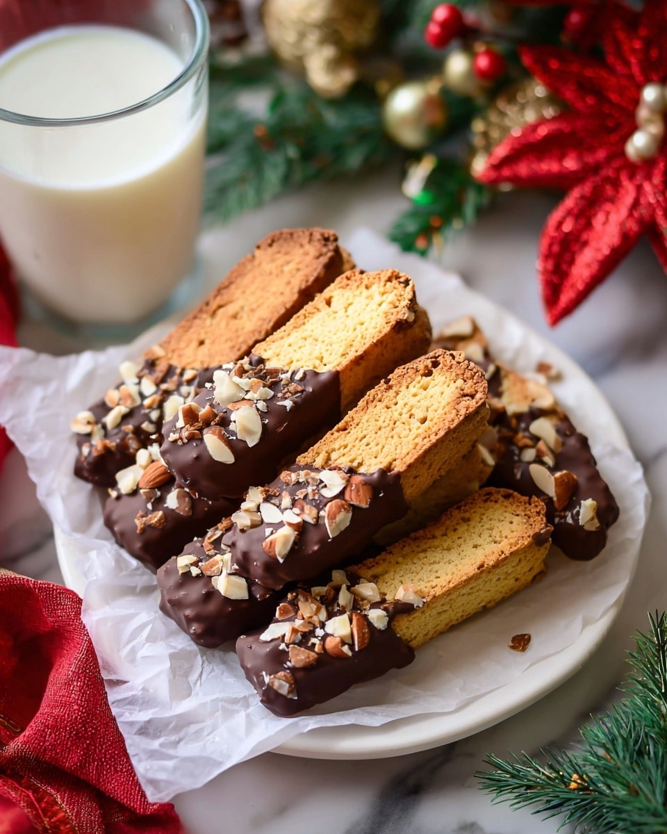 Almond Flour Biscotti with Dark Chocolate and Roasted Almonds Recipe - Recipe Image