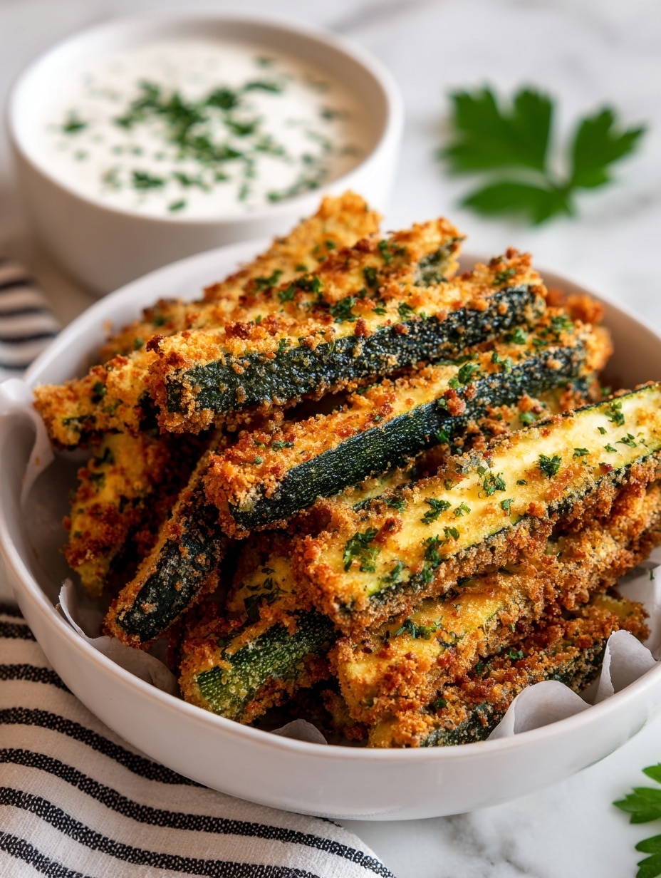Crispy Low Calorie Air Fryer Zucchini Fries Recipe - Recipe Image