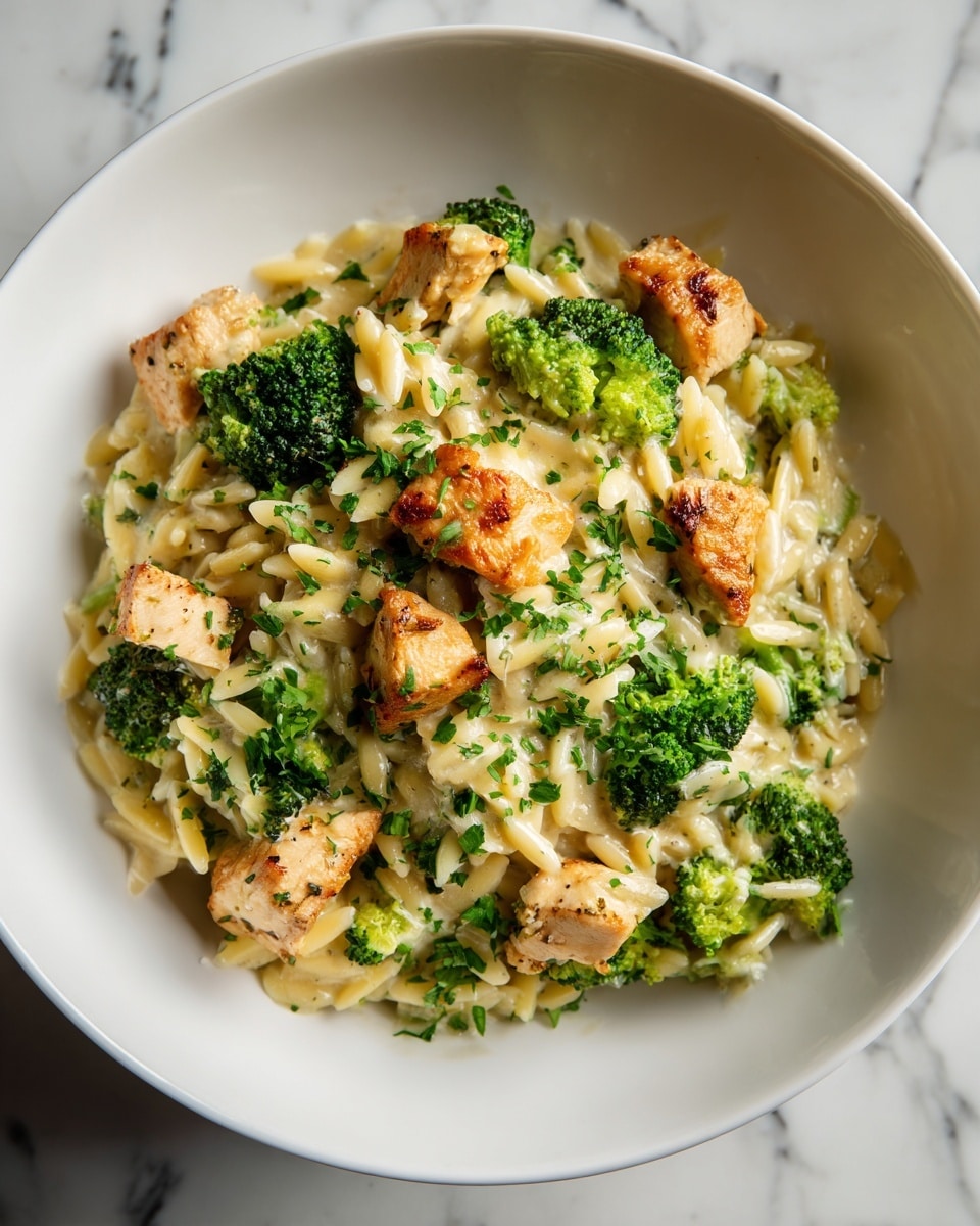 Cheesy Chicken Broccoli Orzo Recipe - Recipe Image